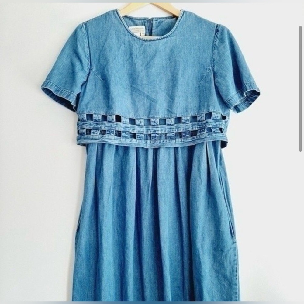 COLDWATER CREEK Vintage Denim Maxi Dress With POCKETS, M